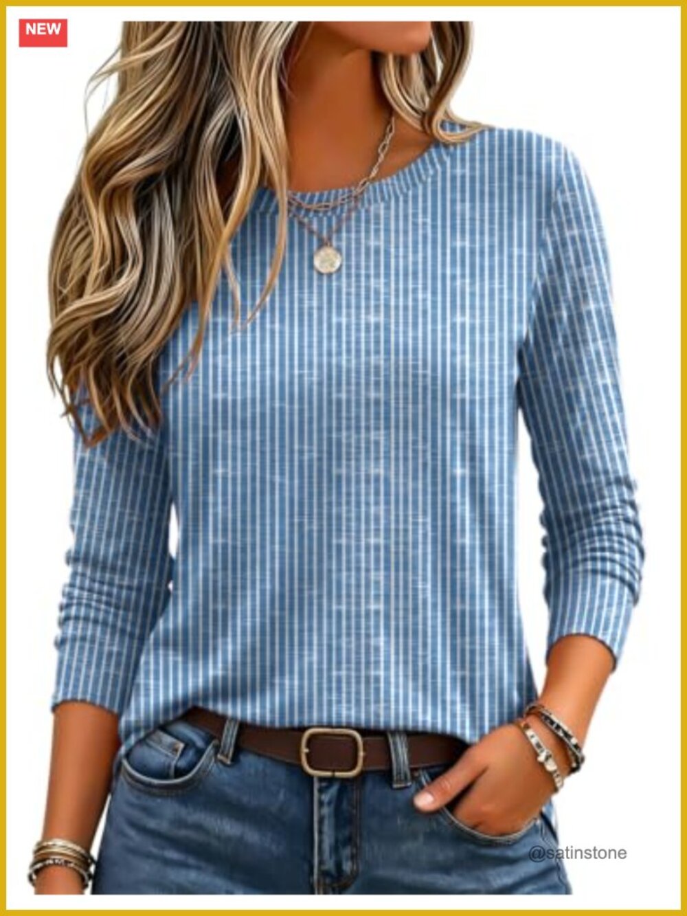 Long Sleeve Crewneck T-Shirt Women's Casual Stretch Top Fall Layering Basic